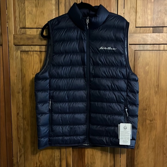 Eddie Bauer Navy Down Vest Quilted Sleeveless - Picture 1 of 7
